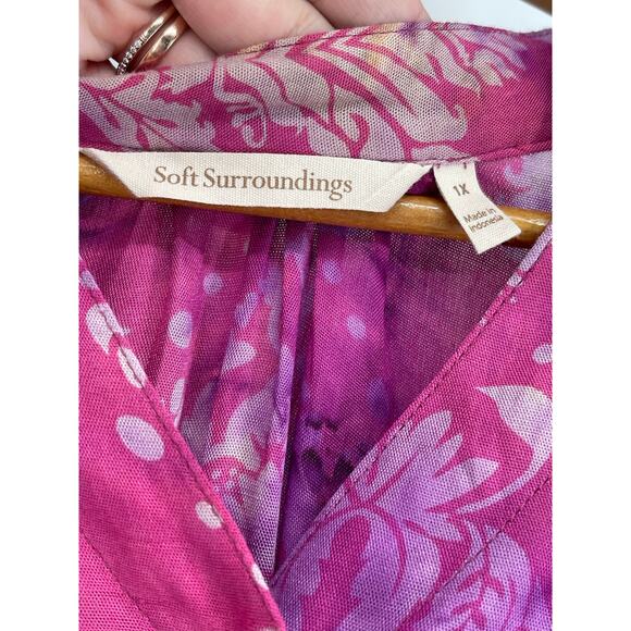 Soft Surroundings Tie Dye Purple Pink Tunic Top‎ Size 1X Artsy Boho Colorful - Picture 4 of 5